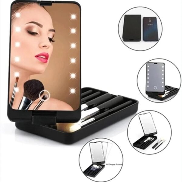 Mini miroir portative avec led d'éclairage rechargeable