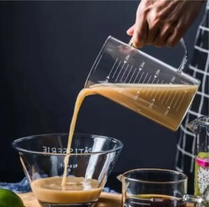 Tasse à mesure en verre résistant à la chaleur avec couvercle en bamboo hermétique – Image 6