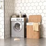 Panier à linge pliable en bambou 2 sections