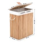 Panier à linge pliable en bambou 2 sections – Image 4