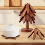 Set de 4 sous-plats avec support en bois moderne et pratique – Image 5