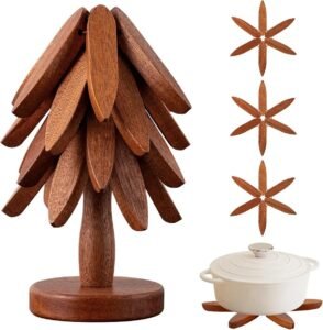 Set de 4 sous-plats avec support en bois moderne et pratique – Image 7