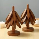 Set de 4 sous-plats avec support en bois moderne et pratique – Image 6