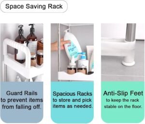 Étagère de rangement salle de bain à 3 niveaux en acier inoxydable - Image 3