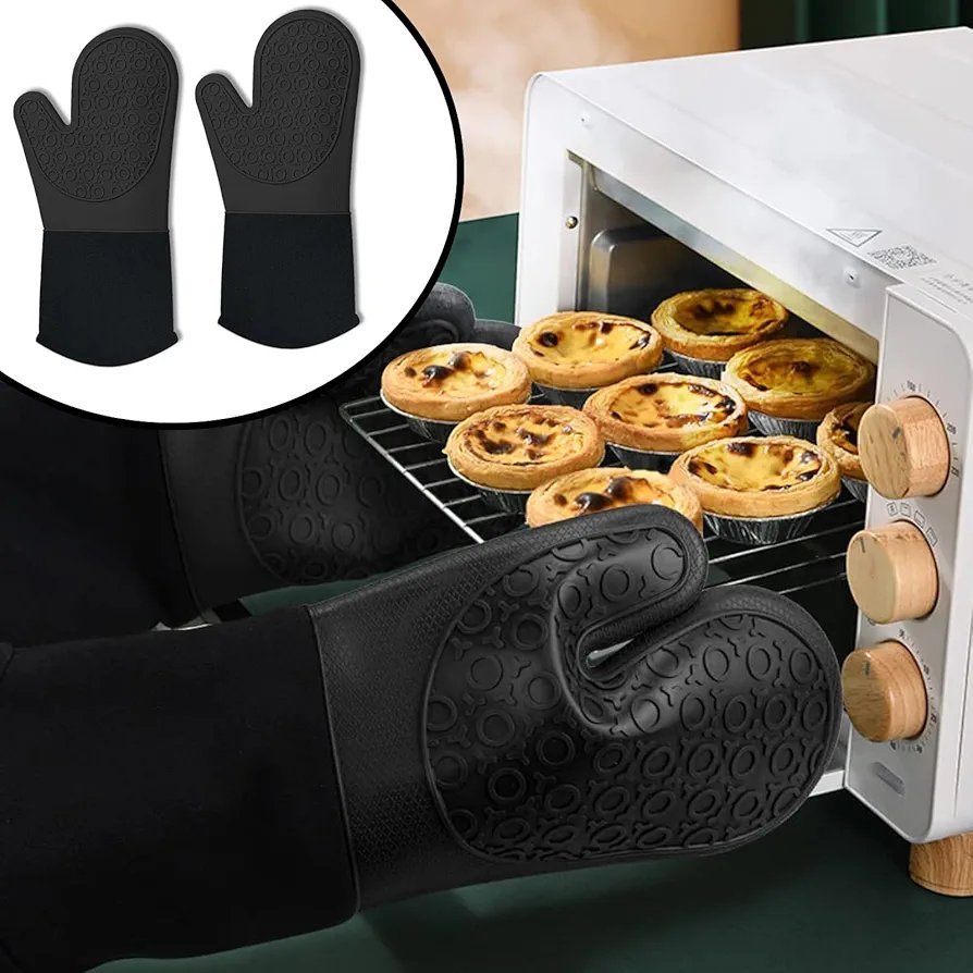 1749740302223.jpg Set de 2 gants en silicone résistant à la chaleur en Noir – Image 1