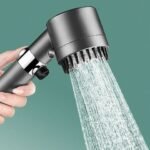 Pommeau de douche haute pression avec 4 modes, interrupteur d'arrêt et tête hydromassage.... - Image 2
