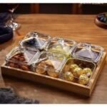 Set de 6 bols de snack avec plateau en verre