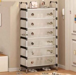 Rangement de chaussures 7 étagères en acier inoxydable avec poignée PVC – Image 4