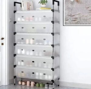 Rangement de chaussures 7 étagères en acier inoxydable avec poignée PVC – Image 2