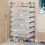 Rangement de chaussures 7 étagères en acier inoxydable avec poignée PVC