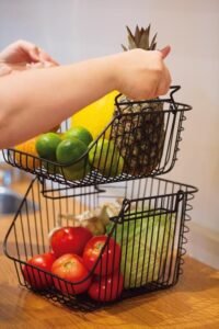 Ensemble de 2 paniers en métal multifonctions pour fruits ,légumes et autres... – Image 5