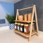 Étagère Épices Cuisine en Bois – Rangement Étagère à 2 Niveaux - Image 2