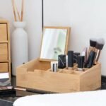 Boite de rangement maquillage en bambou avec miroir... – Image 5