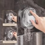 Étagère murale adhésive pour salle de bain, installation sans perçage, support transparent pratique - Image 4