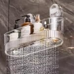 Étagère murale adhésive pour salle de bain, installation sans perçage, support transparent pratique - Image 3
