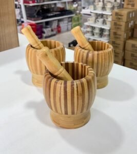 Mortier et Pilon en Bambou Rayé – Image 3