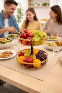 Panier à fruit à deux niveaux moderne et pratique – Image 2