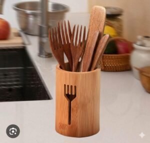 Porte-Fourchettes Cylindrique en Bambou – Image 2